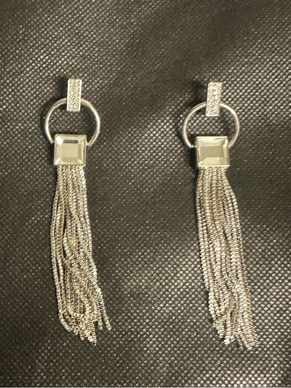 Silver Tassel Drop Earrings - Brand Unspecified